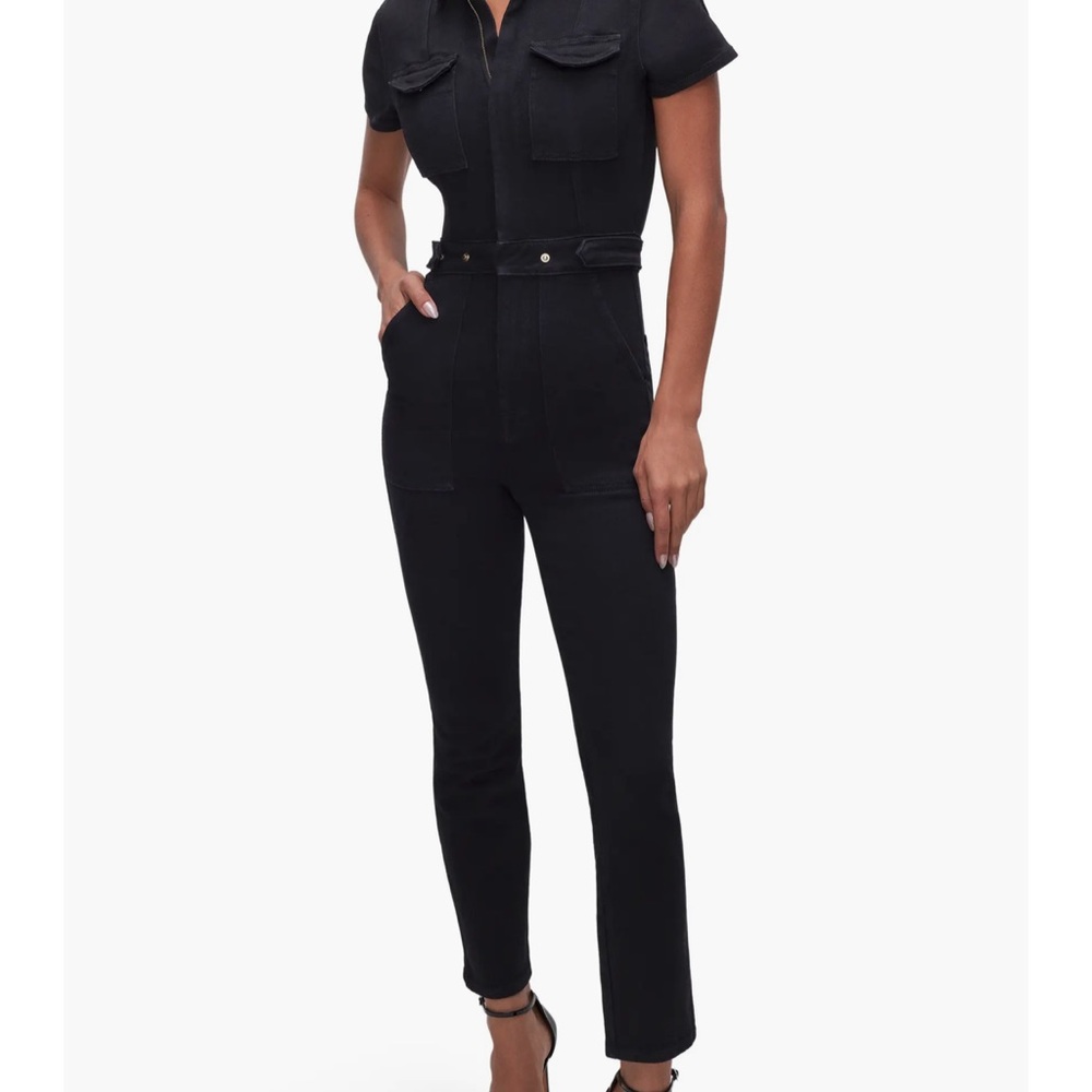 Good American Black Straight Leg Jumpsuit